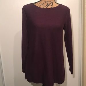 J. Jill Knit Tunic Top Burgundy Sz Small